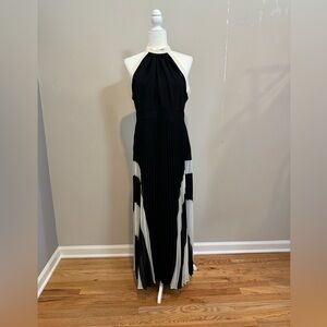 Mint Velvet Black pleat skirt maxi halter dress NWT US size 10